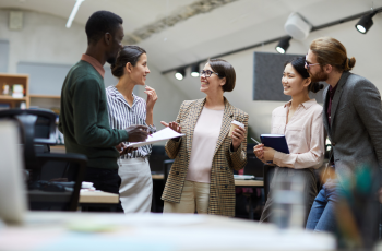 an image of an intern having a discussion with their supervisor