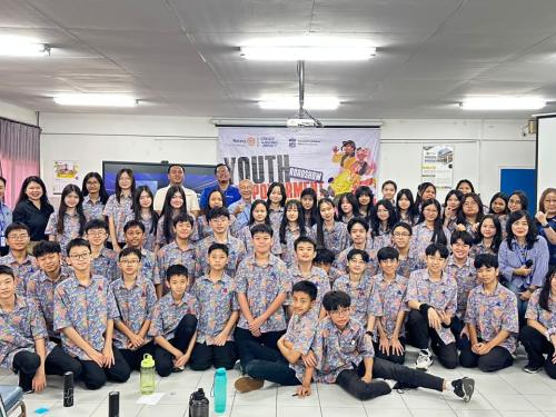 Group Photo with Teachers, Staff, Students, Rotary Members, and Event Speakers